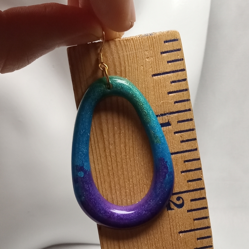 Elegant Blue and Purple Teardrop Earrings - Picture 5 of 5